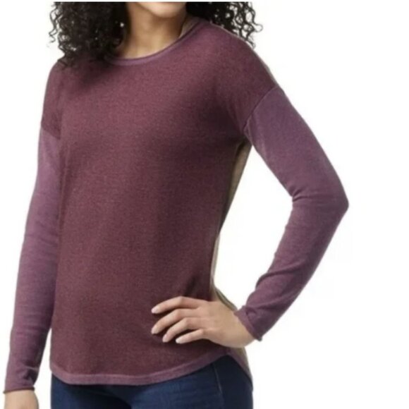 Smartwool Shadow Pine Colorblock Merino Wool Sweater Heather Purple - Picture 10 of 11